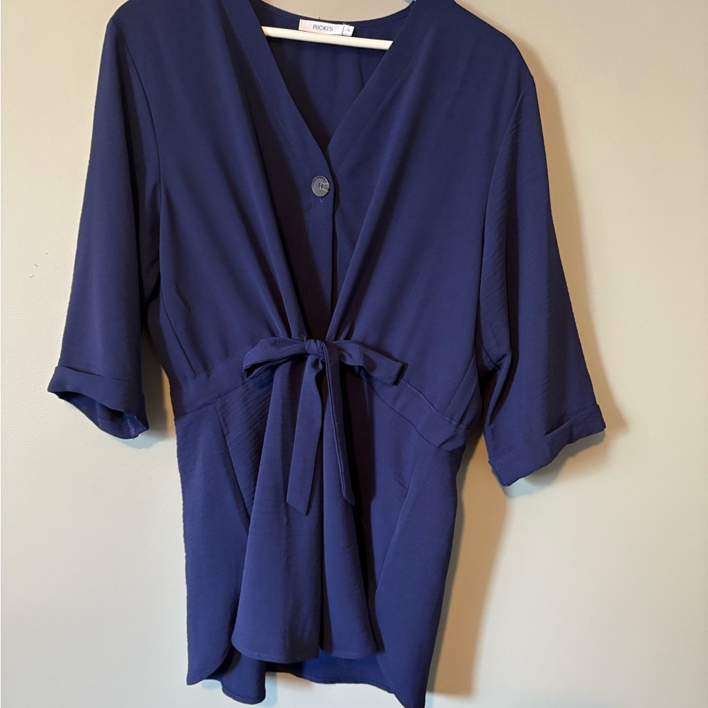Ricki's Deep Blue Tie-Waist Blouse